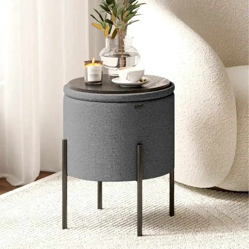 Round Ottoman with Storage