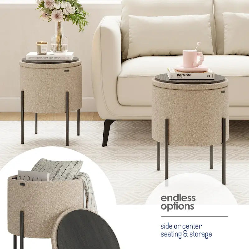 Runder Hocker mit Stauraum