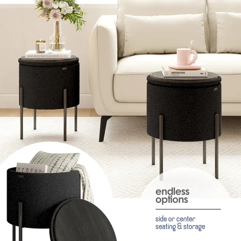 Runder Hocker mit Stauraum