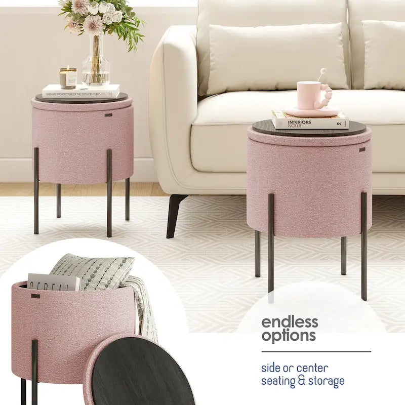 Runder Hocker mit Stauraum