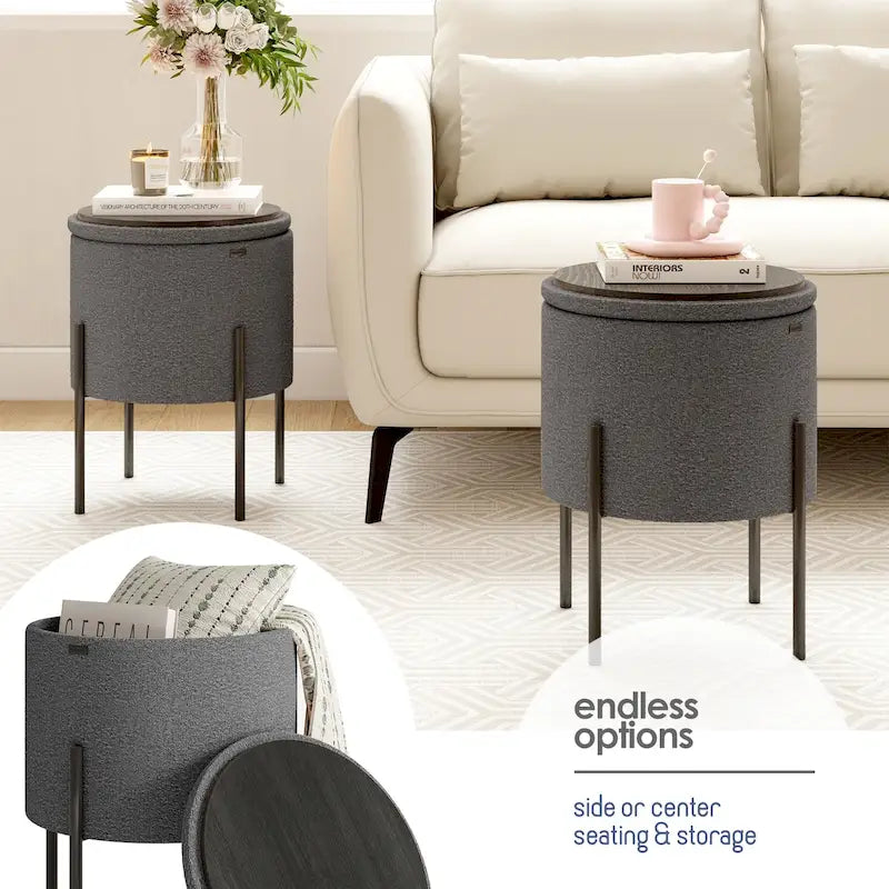 Runder Hocker mit Stauraum