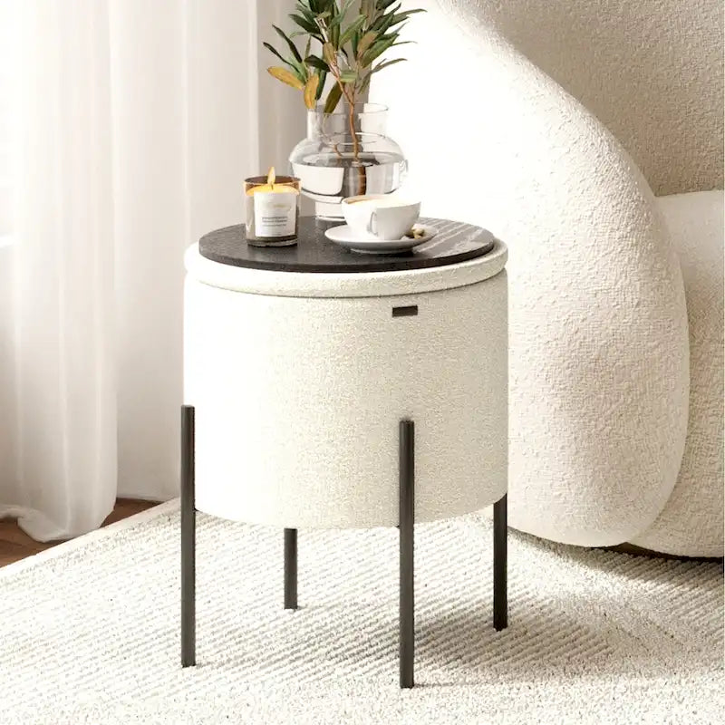 Runder Hocker mit Stauraum