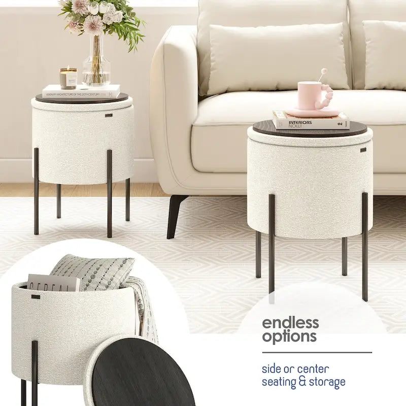 Runder Hocker mit Stauraum