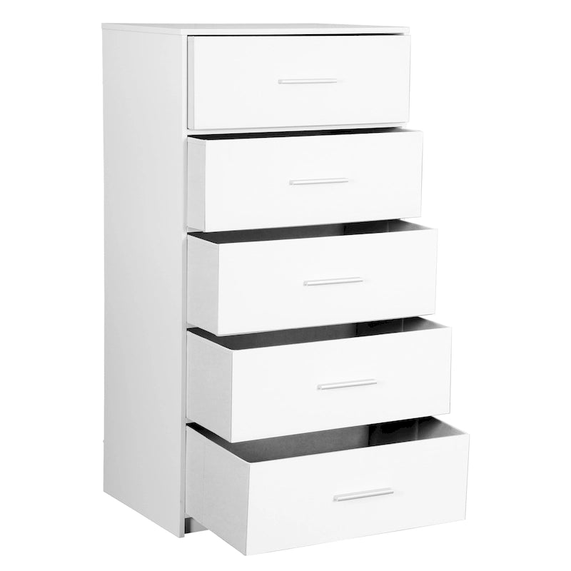 Moderner Stoffschrank mit 5 Schubladen und stabilem Holzrahmen