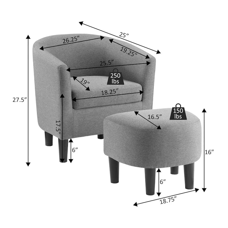 Sillón decorativo con otomana