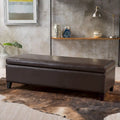 Bonded Leather Storage Ottoman Bench by