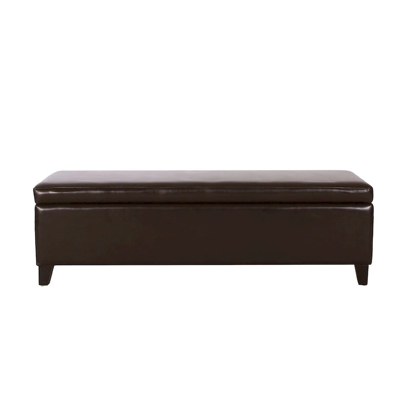 Bonded Leather Storage Ottoman Bench by