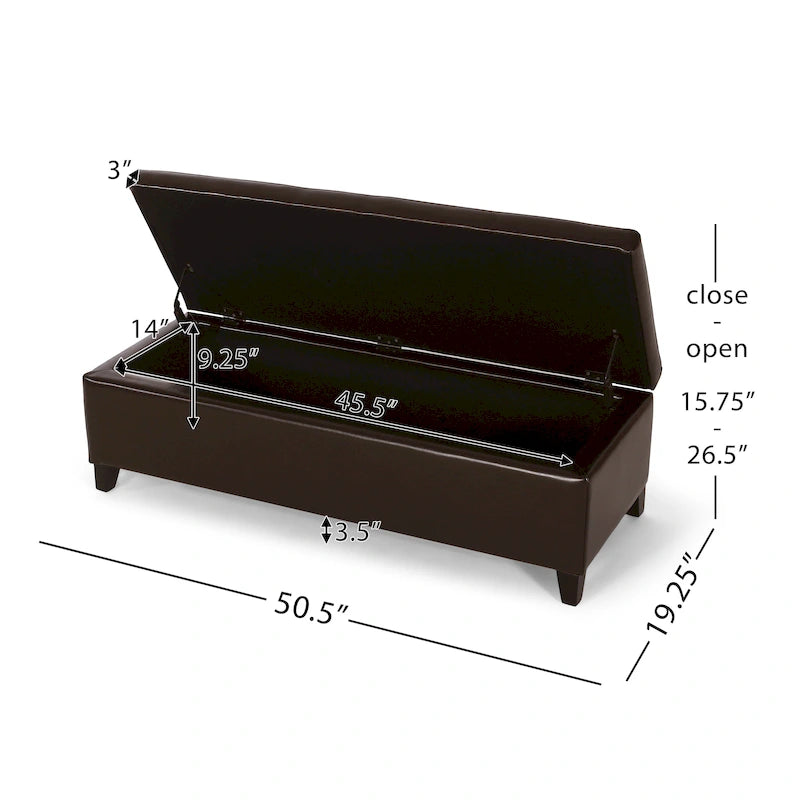 Bonded Leather Storage Ottoman Bench by