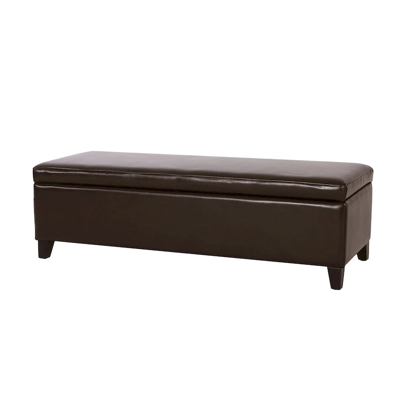 Bonded Leather Storage Ottoman Bench by