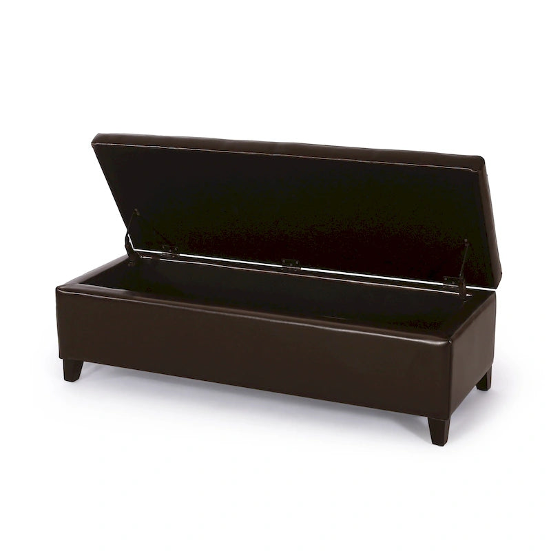 Bonded Leather Storage Ottoman Bench by