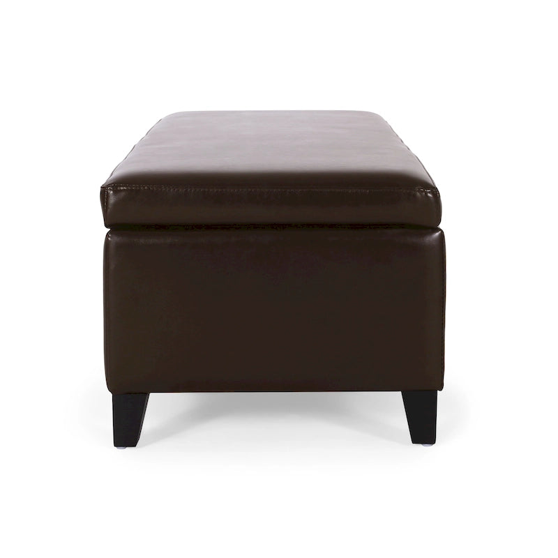 Bonded Leather Storage Ottoman Bench by