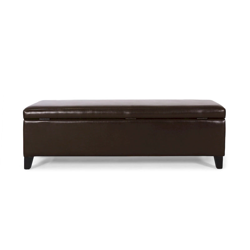 Bonded Leather Storage Ottoman Bench by