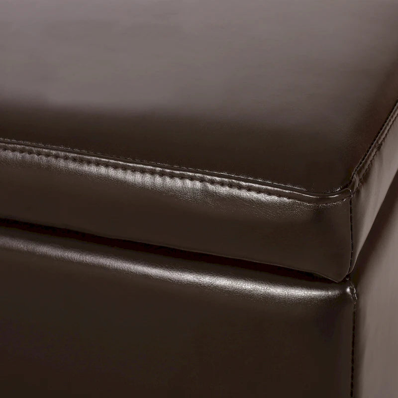Bonded Leather Storage Ottoman Bench by
