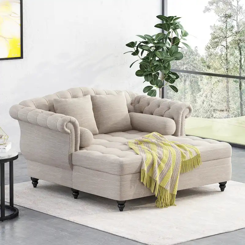 Tufted Double Chaise Lounge by - 62.50 L x 58.50 W x 34.00 H