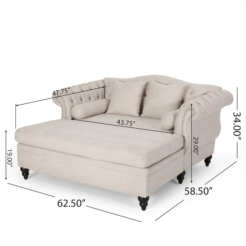 Tufted Double Chaise Lounge by - 62.50 L x 58.50 W x 34.00 H