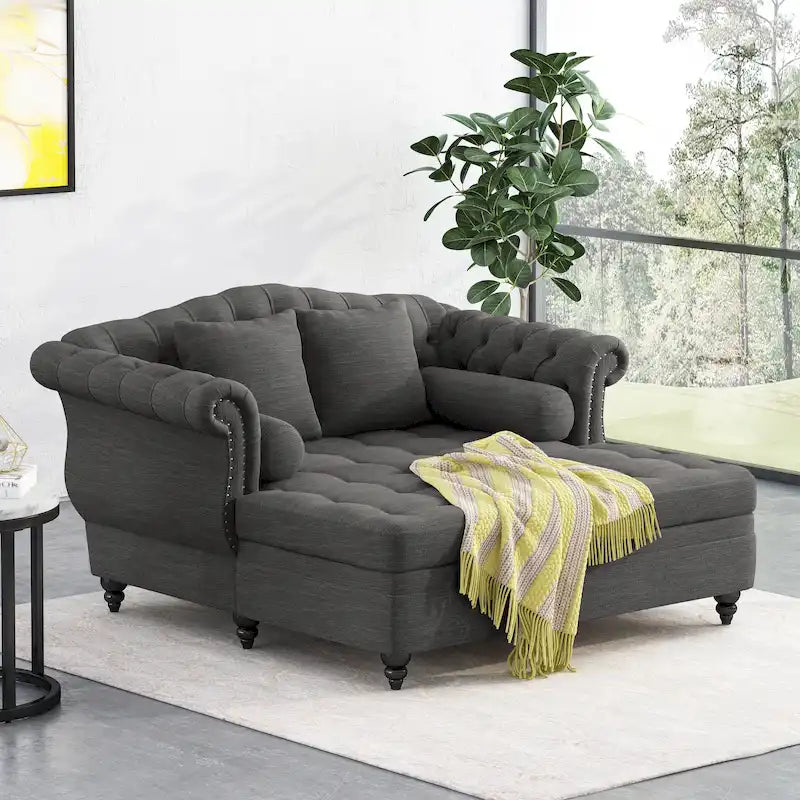 Tufted Double Chaise Lounge by - 62.50 L x 58.50 W x 34.00 H
