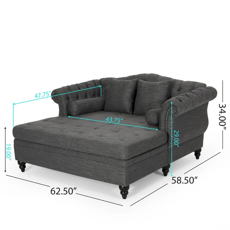 Tufted Double Chaise Lounge by - 62.50 L x 58.50 W x 34.00 H