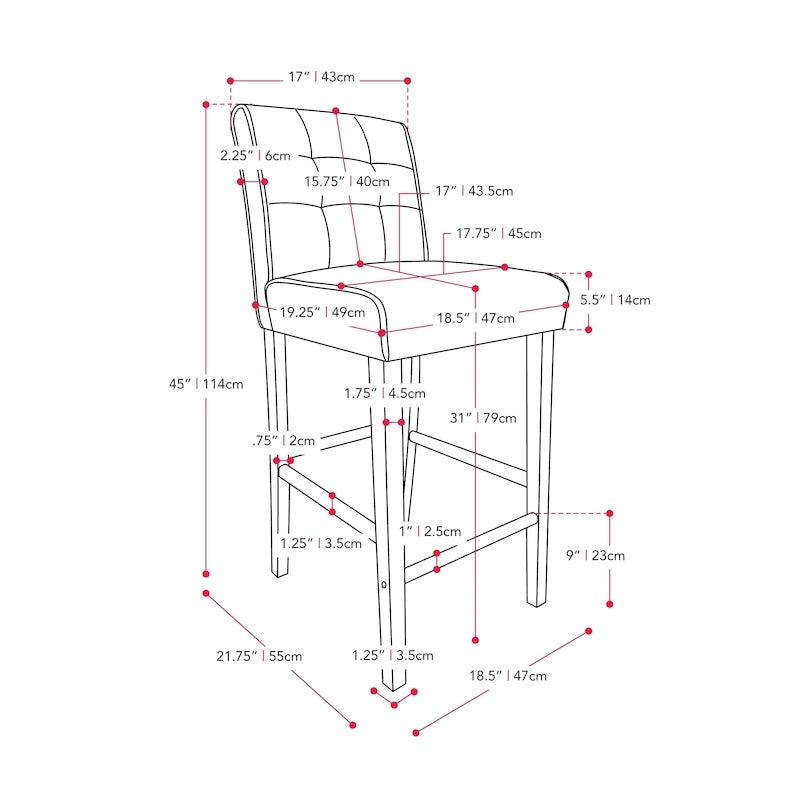 Upholstered 31 Bar Height Barstool