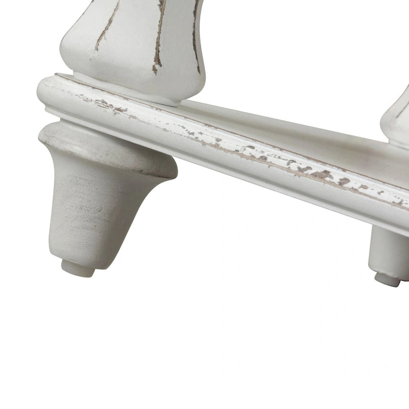 Antique White Weathered Bark Bed Bench