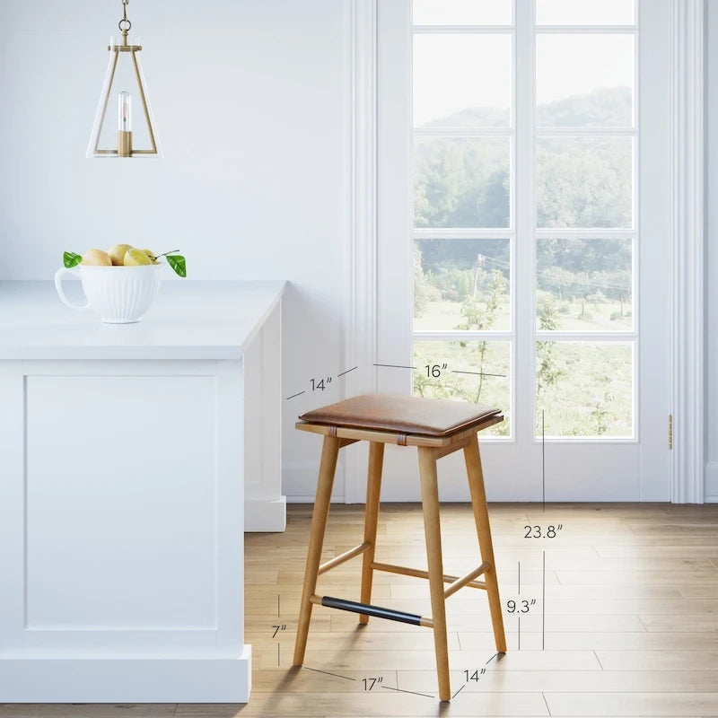 Boucle Upholstered Barstool, Backless Counter Height Stool with Cushion