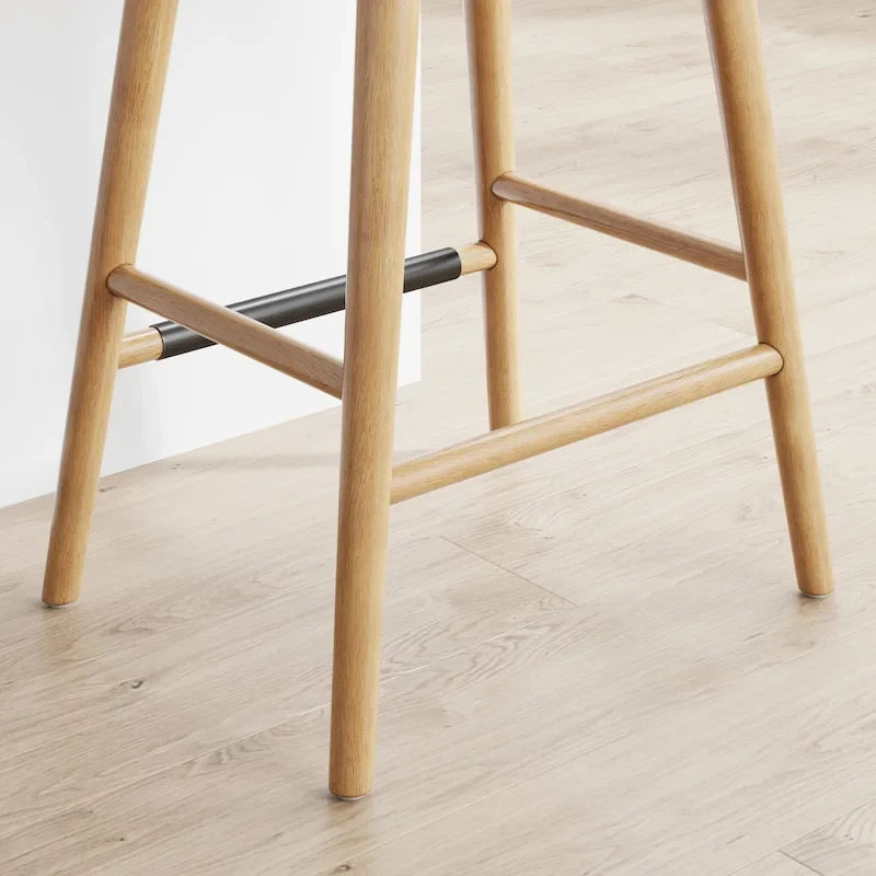 Gepolsterter Bouclé-Barhocker, rückenloser Sitzhocker in Tresenhöhe mit Polsterung