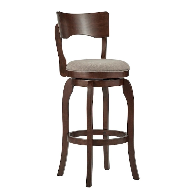 Swivel 29-inch Brown High Back Bar Height Barstool by