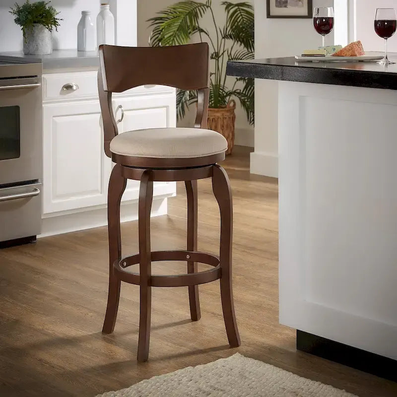 Swivel 29-inch Brown High Back Bar Height Barstool by