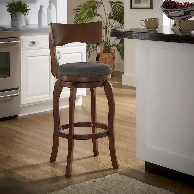 Swivel 29-inch Brown High Back Bar Height Barstool by