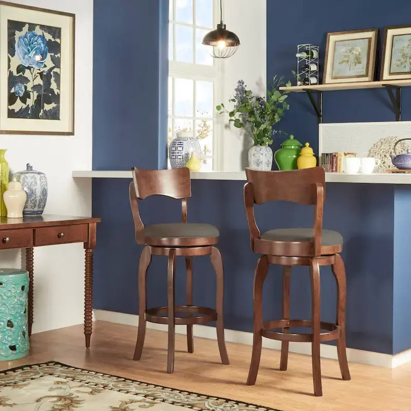 Swivel 29-inch Brown High Back Bar Height Barstool by