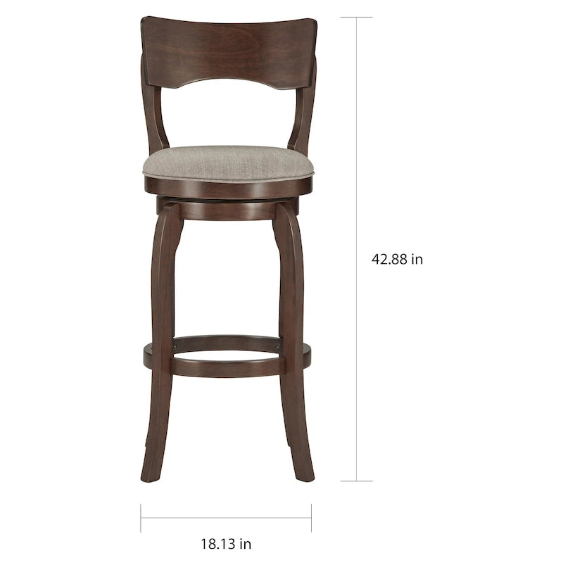 Swivel 29-inch Brown High Back Bar Height Barstool by