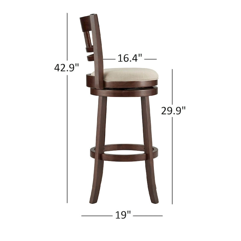 Swivel 29-inch Brown High Back Bar Height Barstool by