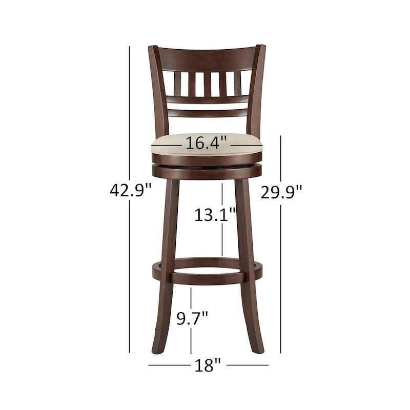 Swivel 29-inch Brown High Back Bar Height Barstool by