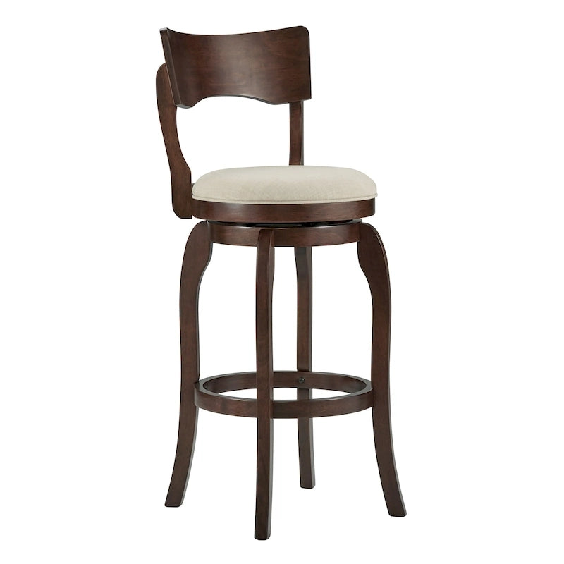 Swivel 29-inch Brown High Back Bar Height Barstool by