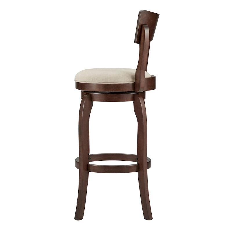 Swivel 29-inch Brown High Back Bar Height Barstool by