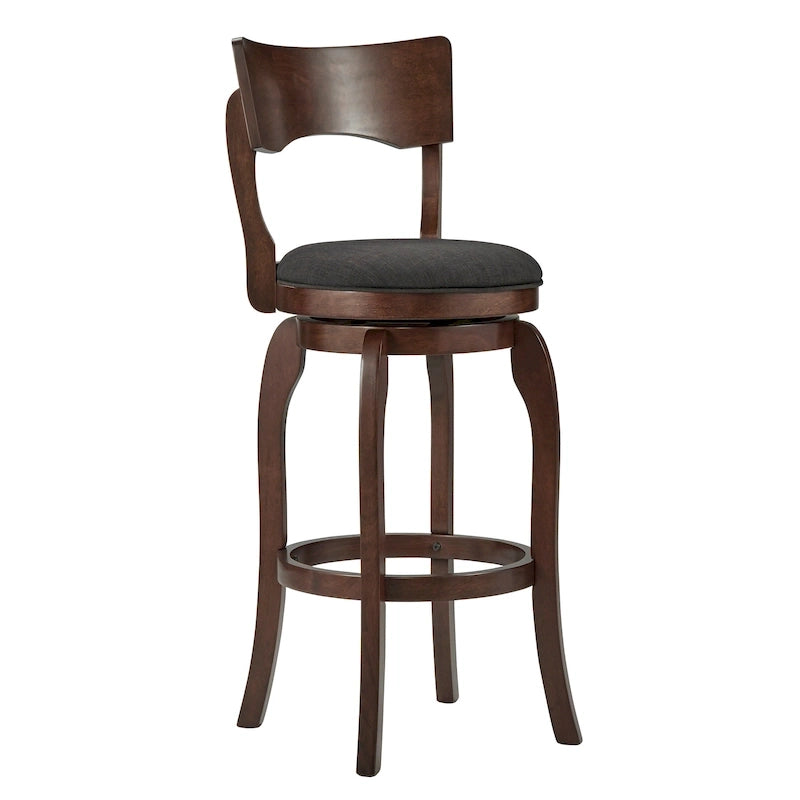 Swivel 29-inch Brown High Back Bar Height Barstool by