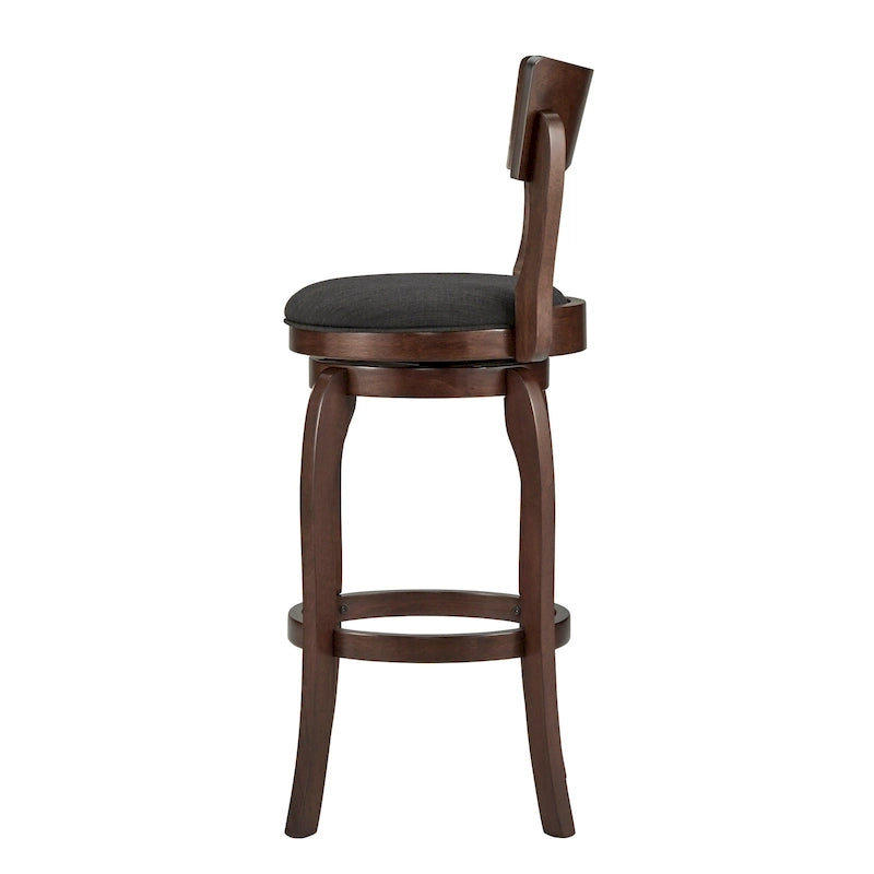 Swivel 29-inch Brown High Back Bar Height Barstool by