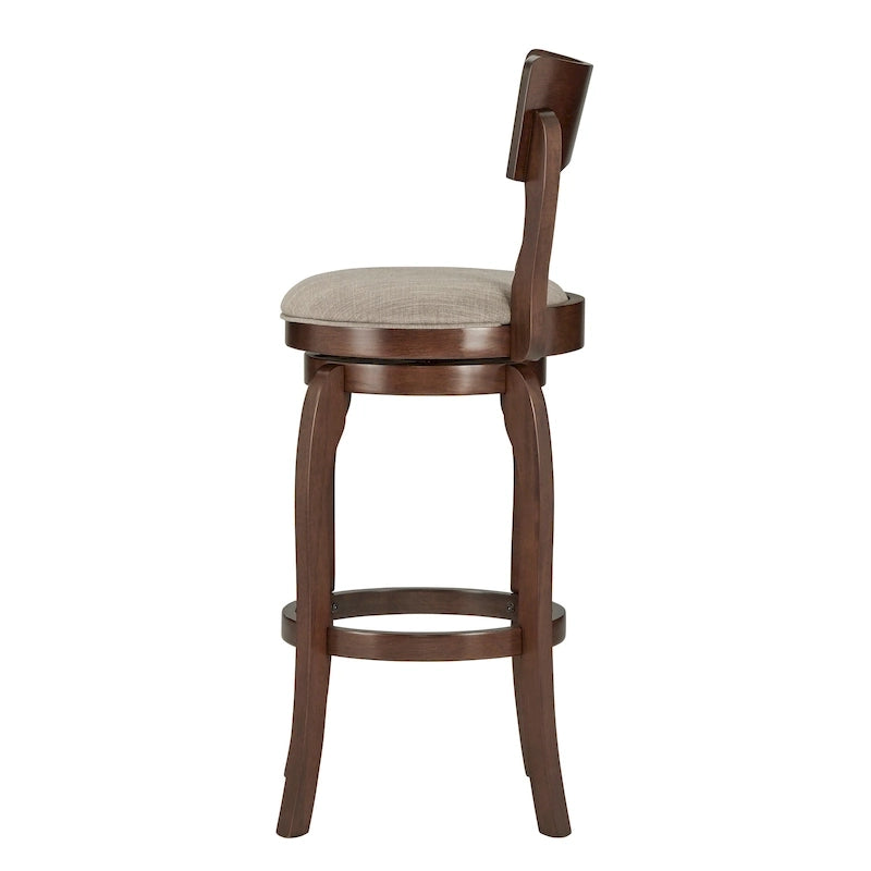 Swivel 29-inch Brown High Back Bar Height Barstool by