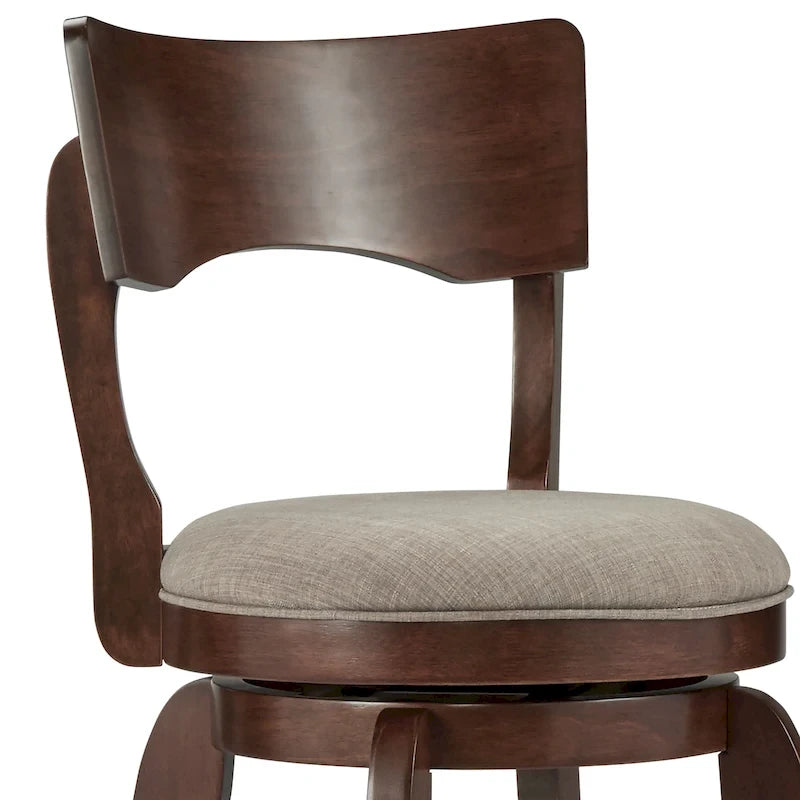 Swivel 29-inch Brown High Back Bar Height Barstool by