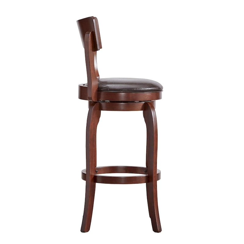 Swivel 29-inch Brown High Back Bar Height Barstool by