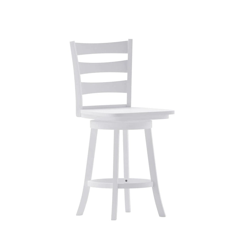 Tabouret de comptoir pivotant en bois à dossier échelle, avec repose-pieds