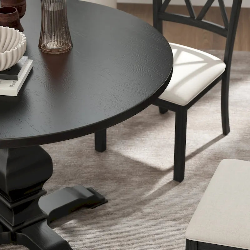 Mesa redonda de comedor con base de pedestal - N/A