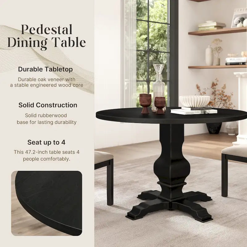 Mesa redonda de comedor con base de pedestal - N/A