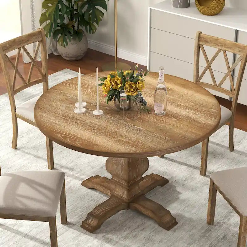 Mesa redonda de comedor con base de pedestal - N/A