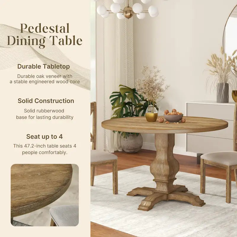 Mesa redonda de comedor con base de pedestal - N/A