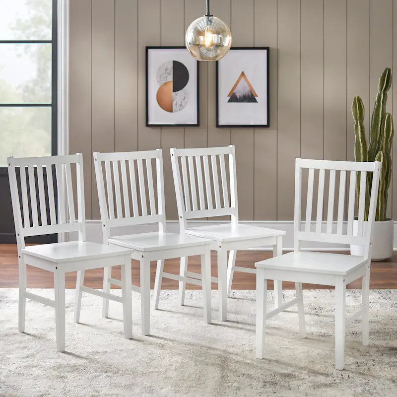 Solid Wood Slat Back Dining Chairs (Set of 4)