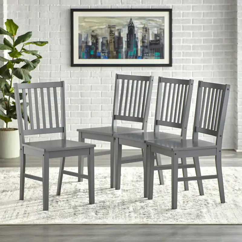 Solid Wood Slat Back Dining Chairs (Set of 4)