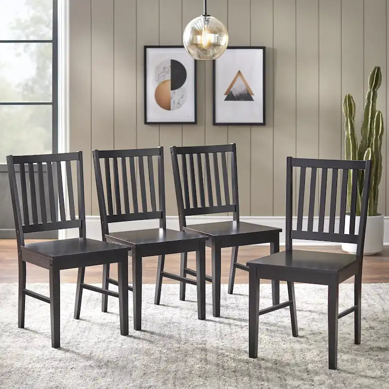Solid Wood Slat Back Dining Chairs (Set of 4)