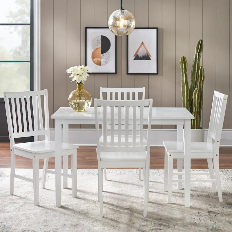 Solid Wood Slat Back Dining Chairs (Set of 4)