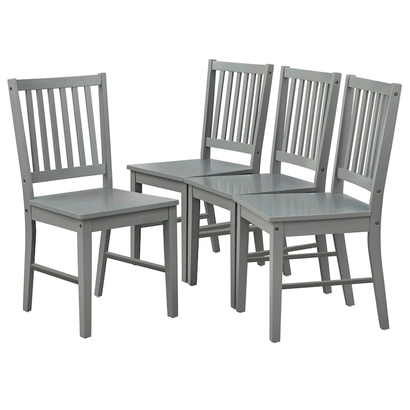 Solid Wood Slat Back Dining Chairs (Set of 4)
