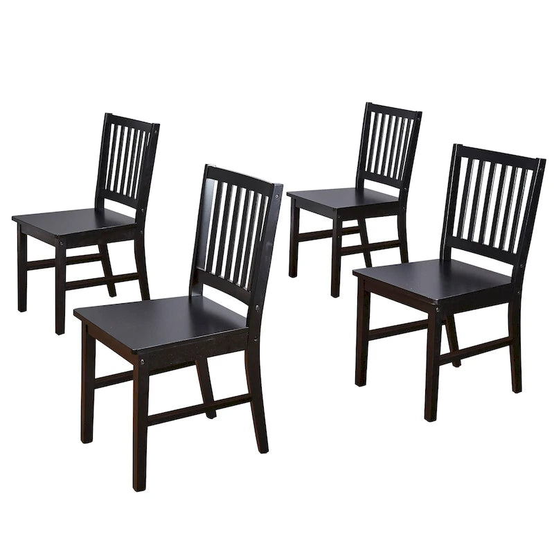 Solid Wood Slat Back Dining Chairs (Set of 4)